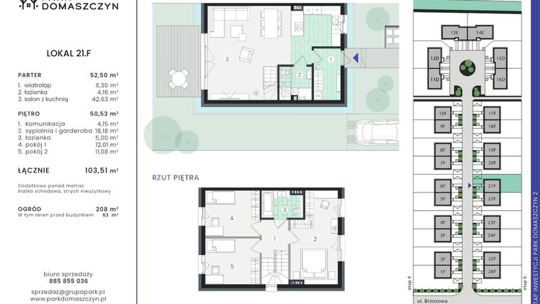 Rzut - Dom na sprzedaż 5 pokoi o powierzchni 103,51 m² - numer 21F w Park Domaszczyn 2 - etap 5