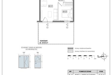 Rzut - Mieszkanie na sprzedaż 2 pokoje o powierzchni 35,08 m² - numer 6.A.06 w Urzeka bud. 6 i 7