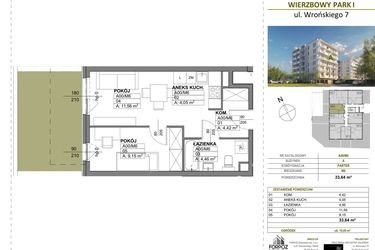 Rzut - Mieszkanie na sprzedaż 2 pokoje o powierzchni 33,64 m² - numer A00_M6 w Wierzbowy Park