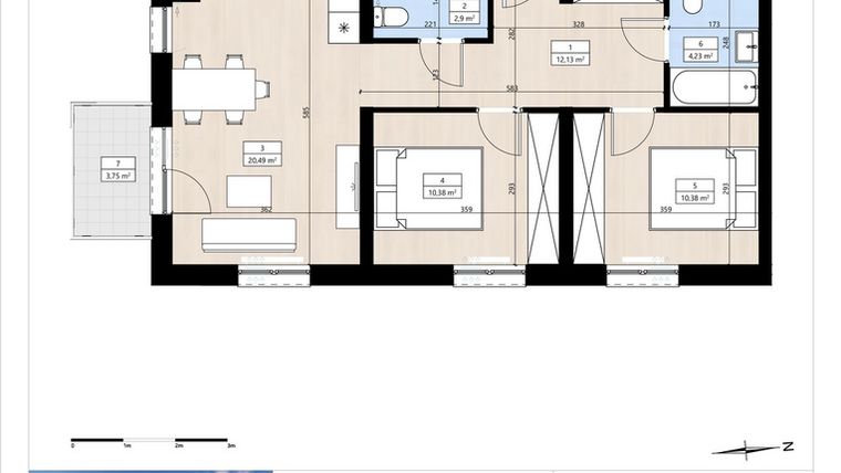 Rzut - Mieszkanie na sprzedaż 3 pokoje o powierzchni 60,53 m² - numer B3/2/30 w Montano bud. B3