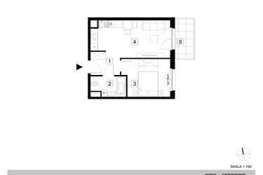 Rzut - Mieszkanie na sprzedaż 2 pokoje o powierzchni 36,85 m² - numer A1-4-28 w Hipoteczna Park