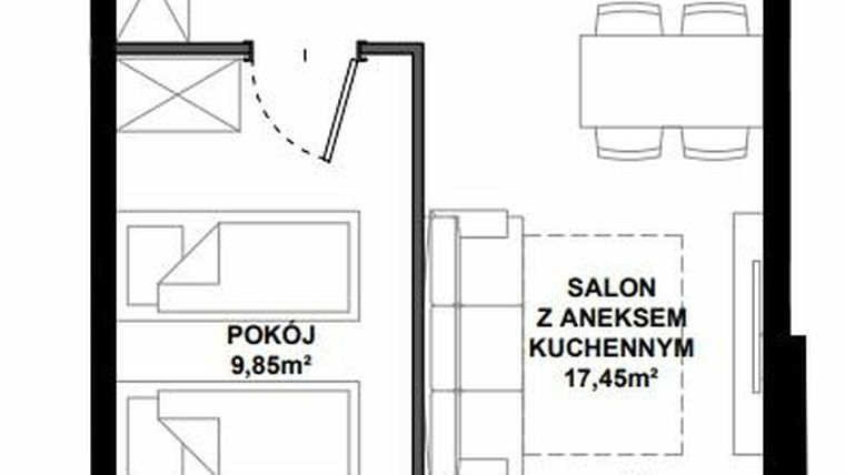 Rzut - Mieszkanie na sprzedaż 2 pokoje o powierzchni 39,12 m² - numer C.4 w Apartamenty Bałtyk