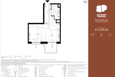 Rzut - Mieszkanie na sprzedaż 1 pokój o powierzchni 31,35 m² - numer K1.A.04.03 w Bulwary Praskie etap K i L