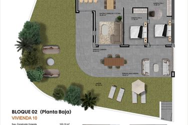 Rzut - Mieszkanie na sprzedaż 3 pokoje o powierzchni 131,5 m² - numer 10 w Apartamenty w Finestrat - 25789945