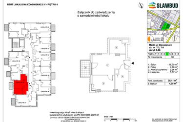 Rzut - Mieszkanie na sprzedaż 2 pokoje o powierzchni 35,11 m² - numer 38 w Osiedle Słoneczna etap 2