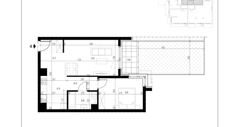 Rzut - Mieszkanie na sprzedaż 2 pokoje o powierzchni 50,85 m² - numer M4 w Trybuny Ludów 3