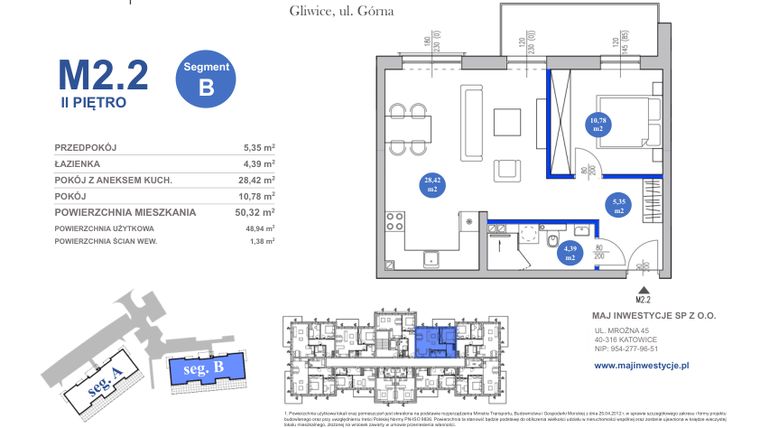 Rzut - Mieszkanie na sprzedaż 2 pokoje o powierzchni 48,94 m² - numer M2.2 w Osiedle Majowe 2.0