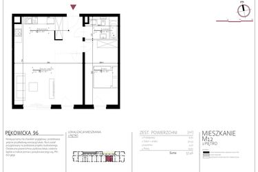 Rzut - Mieszkanie na sprzedaż 2 pokoje o powierzchni 57,46 m² - numer 12 w Pękowicka 96