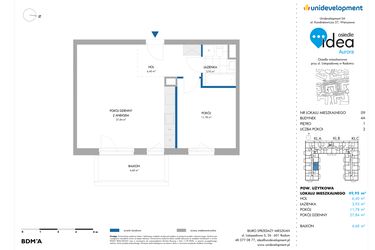 Rzut - Mieszkanie na sprzedaż 2 pokoje o powierzchni 49,95 m² - numer 9.4A w Osiedle Idea Aurora