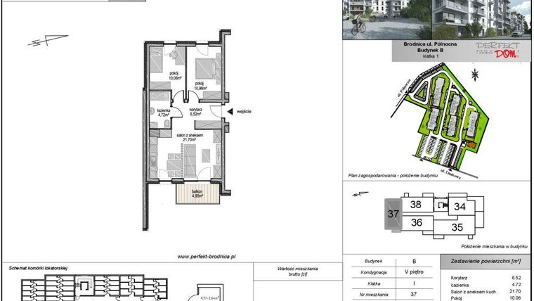 Rzut - Mieszkanie na sprzedaż 3 pokoje o powierzchni 54 m² - numer B.37 w Osiedle Północ III i IV