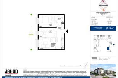 Rzut - Mieszkanie na sprzedaż 3 pokoje o powierzchni 51,19 m² - numer D.A3 w Wieruszowska D
