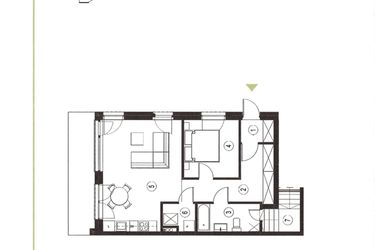 Rzut - Mieszkanie na sprzedaż 2 pokoje o powierzchni 58,9 m² - numer 20_1 w Apartamenty Sielanka