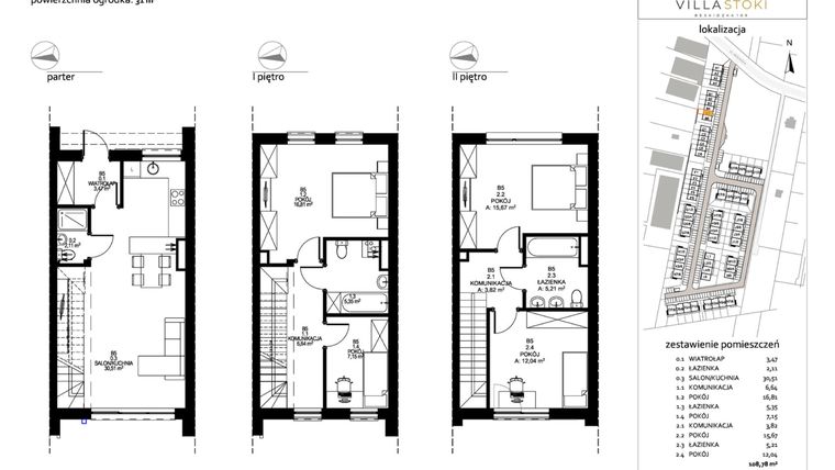 Rzut - Dom na sprzedaż 5 pokoi o powierzchni 108,78 m² - numer B5 w Villa Stoki (domy)