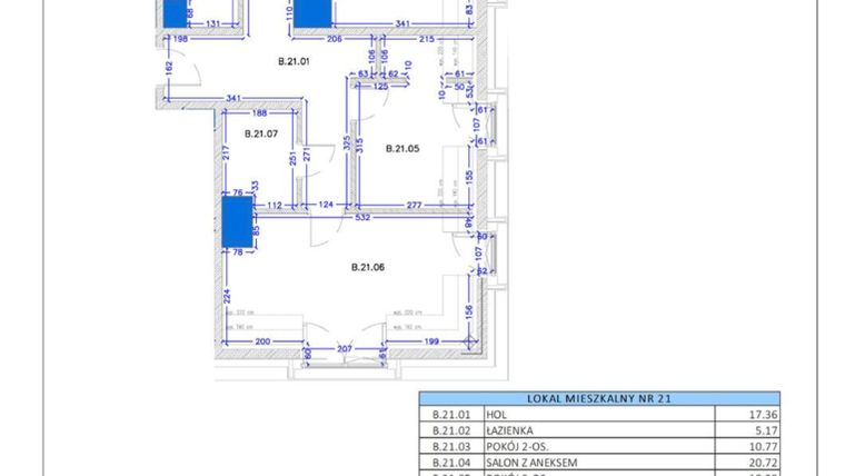 Rzut - Mieszkanie na sprzedaż 4 pokoje o powierzchni 86,29 m² - numer B.21 w Gaja Park