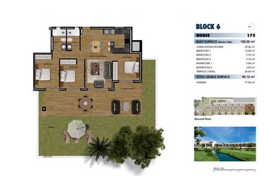 Rzut - Mieszkanie na sprzedaż 3 pokoje o powierzchni 105 m² - numer 0-175 w Apartamenty w Los Alcázares - 40379092