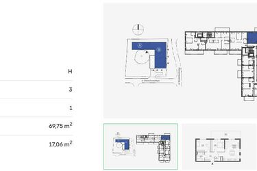 Rzut - Mieszkanie na sprzedaż 3 pokoje o powierzchni 69,75 m² - numer HB0102 w Holm House 5