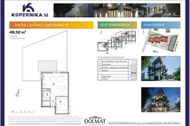 Rzut - Mieszkanie na sprzedaż 2 pokoje o powierzchni 49,32 m² - numer E02 w Kopernika Szesnaście