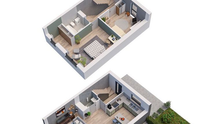 Rzut - Dom na sprzedaż 5 pokoi o powierzchni 127,42 m² - numer 2B w Domy Iwińskie