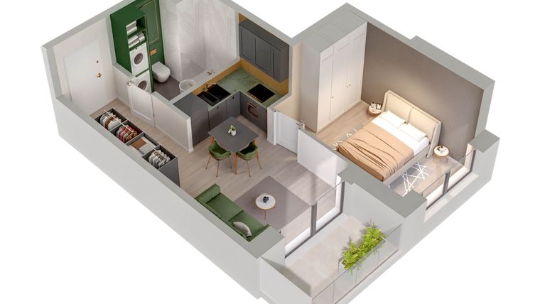 Rzut - Mieszkanie na sprzedaż 2 pokoje o powierzchni 32,25 m² - numer C.44.B w Quercus bud. C