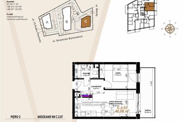 Rzut - Mieszkanie na sprzedaż 2 pokoje o powierzchni 40,08 m² - numer C.2.7 w Vanda Park