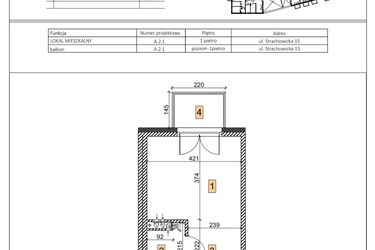 Rzut - Mieszkanie na sprzedaż 1 pokój o powierzchni 24,42 m² - numer A.2.1 w IVY HOUSE - Apartamenty inwestycyjne