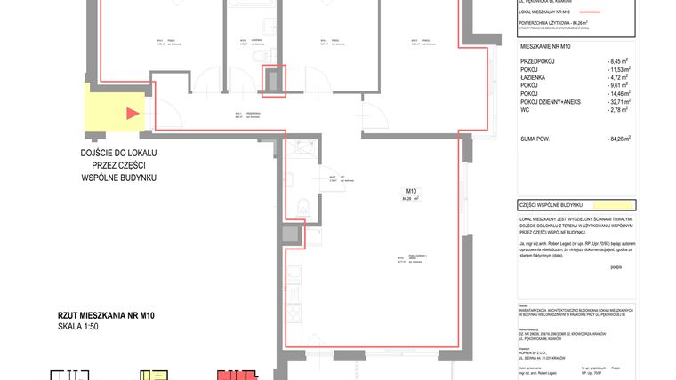 Rzut - Mieszkanie na sprzedaż 2 pokoje o powierzchni 57,49 m² - numer M11 w Pękowicka 96