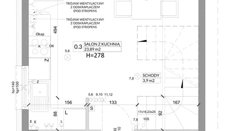 Rzut - Dom na sprzedaż 3 pokoje o powierzchni 68,29 m² - numer 1A w Osiedle Słoneczne