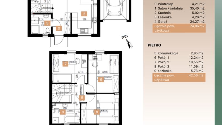 Rzut - Dom na sprzedaż 4 pokoje o powierzchni 116,62 m² - numer 6 w Nova Karolina