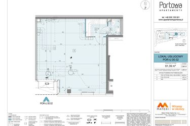 Rzut - Lokal użytkowy na sprzedaż 1 pokój o powierzchni 61,39 m² - numer U.00.02 w Apartamenty Portowa