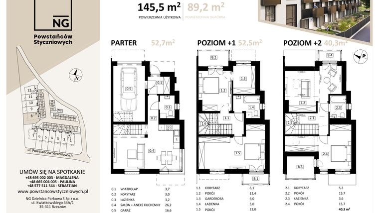 Rzut - Dom na sprzedaż 2 pokoje o powierzchni 145,3 m² - numer 8 w Powstańców Styczniowych
